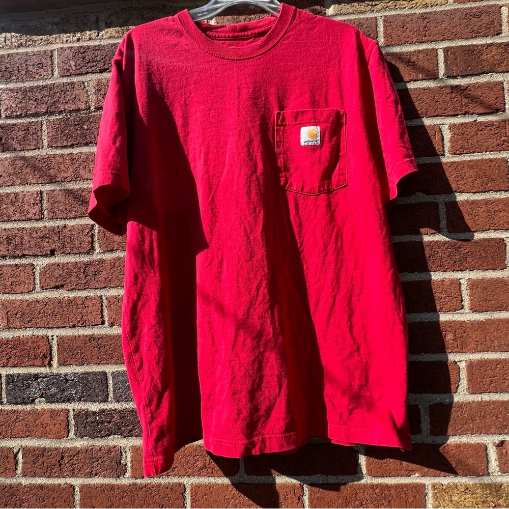 Men's Carhartt Original Fit Red Pocket Workwear Short Sleeve Shirt Size Medium